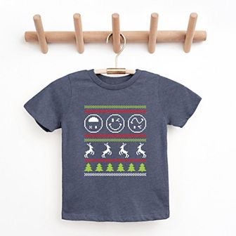 SmileyWorld Ugly Christmas Sweater Pixels - Youth Short Sleeve Graphic T-Shirt