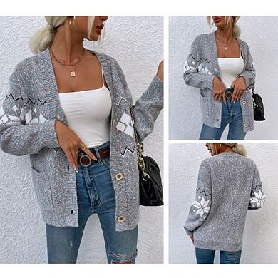Womens Open Front Cardigan Sweaters Button Down Winter Outerwear Fall Causal Coats with Pocket
