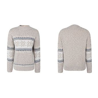 Women Snowflake Patterns Ugly Christmas Sweater Crew Neck Holiday Knitwear