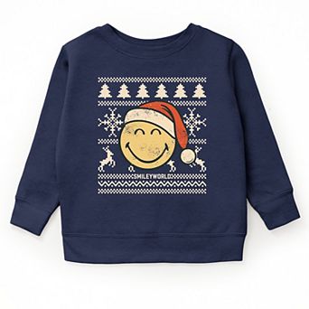 SmileyWorld Ugly Christmas Sweater Distressed - Youth Graphic Sweatshirt