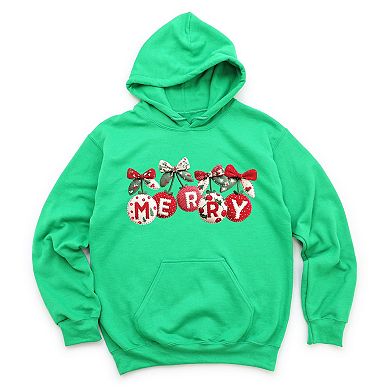 Merry Ornaments Quilted Print - Women's Graphic Hoodie
