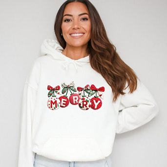 Merry Ornaments Quilted Print - Women's Graphic Hoodie