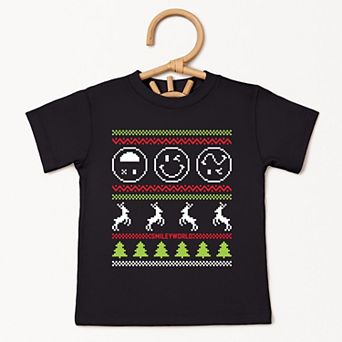 SmileyWorld Ugly Christmas Sweater Pixels - Toddler Short Sleeve Graphic T-Shirt