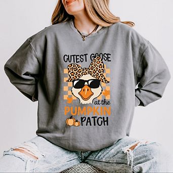 Cutest Goose At The Pumpkin Patch - Womens Lightweight Garment Dyed Sweatshirt