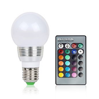 E27 3W RGB LED Bulb with Remote, 16 Color Changing Dimmable Mood Light for Home & Party