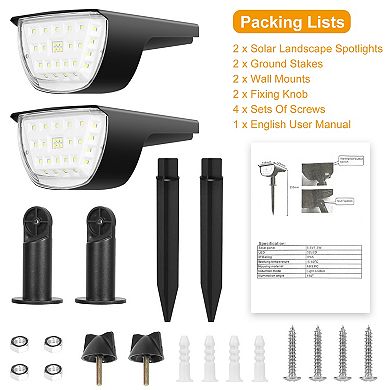 Solarek 32-LED Solar Spotlights, IP65 Waterproof Outdoor Security Lights with 3 Modes Auto On/Off
