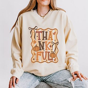 Coquette Thankful Stripes - Women's Lightweight Garment Dyed Sweatshirt