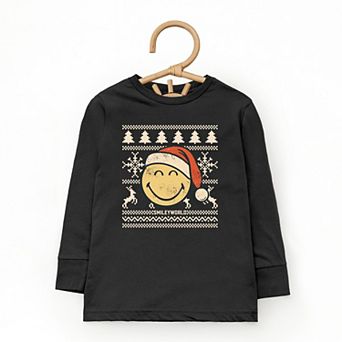 SmileyWorld Ugly Christmas Sweater Distressed - Toddler Long Sleeve Graphic Tee