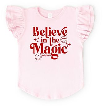 SmileyWorld Believe in Magic Sparkle - Flutter Sleeve Graphic T-Shirt