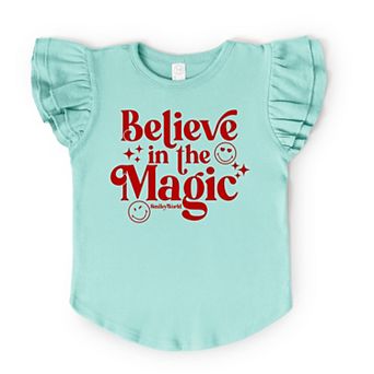 SmileyWorld Believe in Magic Sparkle - Flutter Sleeve Graphic T-Shirt