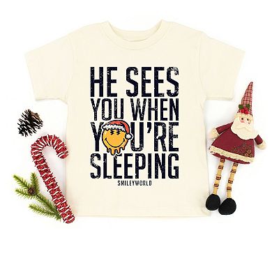 SmileyWorld He Sees You When You're Sleeping - Toddler Short Sleeve Graphic T-Shirt
