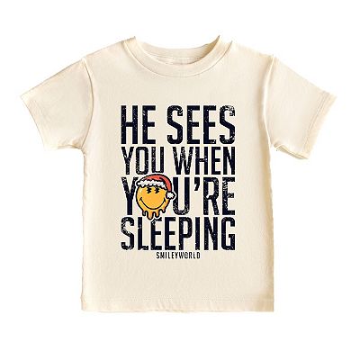 SmileyWorld He Sees You When You're Sleeping - Toddler Short Sleeve Graphic T-Shirt