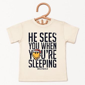 SmileyWorld He Sees You When You're Sleeping - Toddler Short Sleeve Graphic T-Shirt