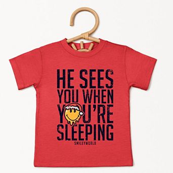 SmileyWorld He Sees You When You're Sleeping - Toddler Short Sleeve Graphic T-Shirt