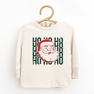 Ho Ho Ho Glitter Santa - Toddler Long Sleeve Graphic Tee