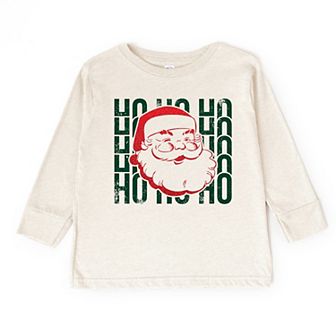 Ho Ho Ho Glitter Santa - Toddler Long Sleeve Graphic Tee