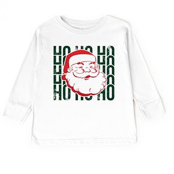 Ho Ho Ho Glitter Santa - Toddler Long Sleeve Graphic Tee