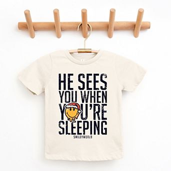 SmileyWorld He Sees You When You're Sleeping - Youth Short Sleeve Graphic T-Shirt