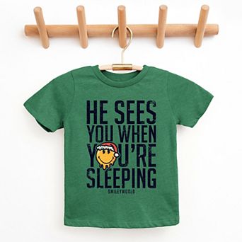 SmileyWorld He Sees You When You're Sleeping - Youth Short Sleeve Graphic T-Shirt
