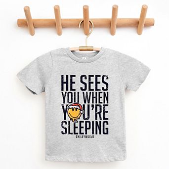 SmileyWorld He Sees You When You're Sleeping - Youth Short Sleeve Graphic T-Shirt