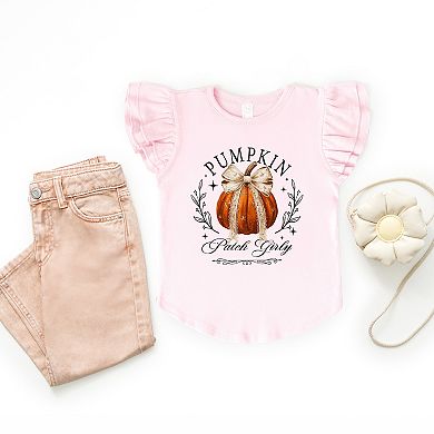 Coquette Pumpkin Patch Girly - Flutter Sleeve Graphic T-Shirt