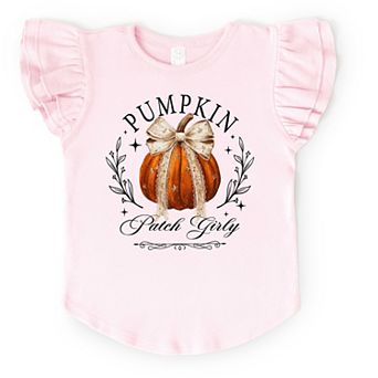 Coquette Pumpkin Patch Girly - Flutter Sleeve Graphic T-Shirt