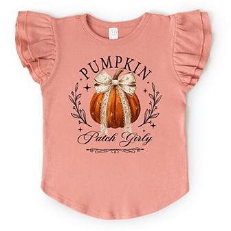 Coquette Pumpkin Patch Girly - Flutter Sleeve Graphic T-Shirt