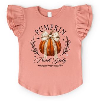 Coquette Pumpkin Patch Girly - Flutter Sleeve Graphic T-Shirt