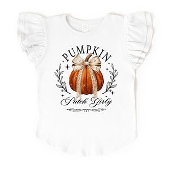 Coquette Pumpkin Patch Girly - Flutter Sleeve Graphic T-Shirt