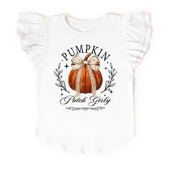 Coquette Pumpkin Patch Girly - Flutter Sleeve Graphic T-Shirt
