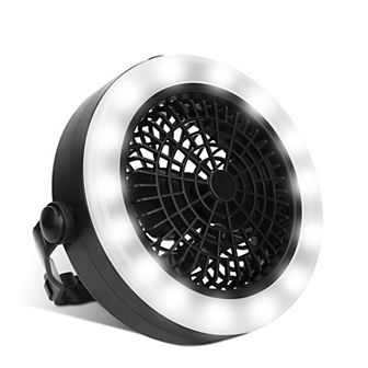 2-in-1 Portable Camping Fan & LED Lantern Battery/USB Powered for Outdoor Use