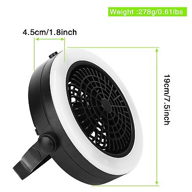 2-in-1 Portable Camping Fan & LED Lantern Battery/USB Powered for Outdoor Use