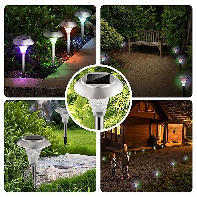 24Pcs Solar Garden Lights Outdoor Waterproof Pathway Lamps Color Changing Landscape Lawn Lights for