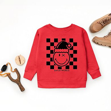 SmileyWorld Checkered Christmas Wink - Youth Graphic Sweatshirt