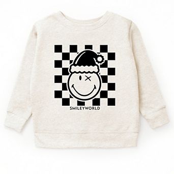 SmileyWorld Checkered Christmas Wink - Youth Graphic Sweatshirt