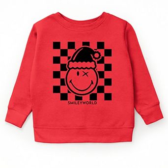 SmileyWorld Checkered Christmas Wink - Youth Graphic Sweatshirt