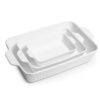 Ceramic Baking Dishes for Oven Set of 3, Casserole Dishes for Oven Lasagna Pan Deep, Baking Pan Set
