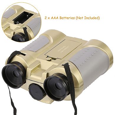 4x30 Kids Night Vision Toy Binoculars Pop-Up LED Light with Neck Strap for Hiking & Travel