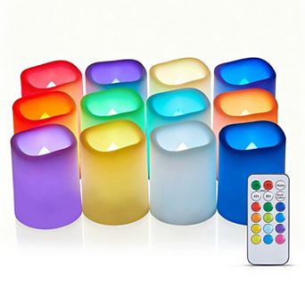 12 Pack RGB Flameless Votive Candles Flickering Tea Lights with Remote Timer