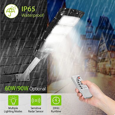 Solar Street Path Light with 180 LEDs, Radar Sensor & Remote, IP65 Waterproof Outdoor Lighting
