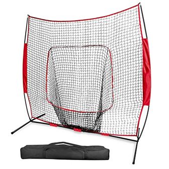 7x7ft Baseball Softball Practice Net Batting, Pitching & Hitting Net with Bow Frame & Carry Bag