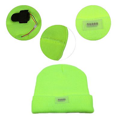 Unisex LED Beanie Hat with 5 Built-In Lights, Winter Warm Knitted Cap for Camping, Running & Jogging