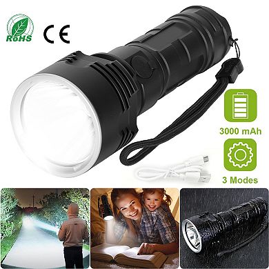 Tactical Military LED Flashlight 50000LM, USB Rechargeable Handheld Torch with 3 Modes (Strong, Weak