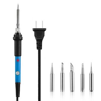110V 60W Soldering Iron Kit Adjustable Temp 392-842°F PCB Welding Tool with 5 Tips