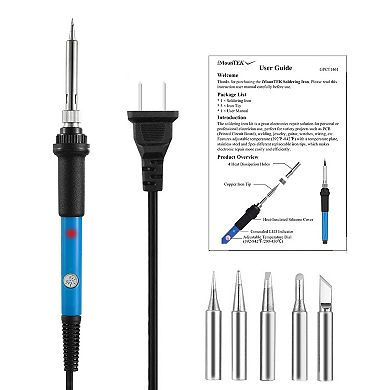 110V 60W Soldering Iron Kit Adjustable Temp 392-842°F PCB Welding Tool with 5 Tips