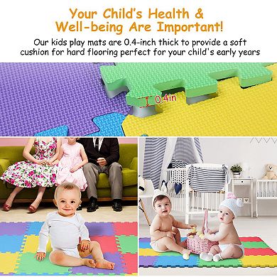 16Pcs Kids Puzzle Play Mat w/ Interlocking EVA Tiles, Non-Toxic, Anti-Skid, Multi-Color