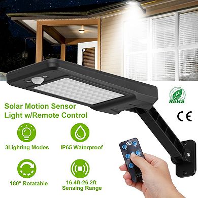 Solar Wall Light Outdoor 60 LED PIR Motion Sensor Remote IP65 Waterproof for Garage & Garden