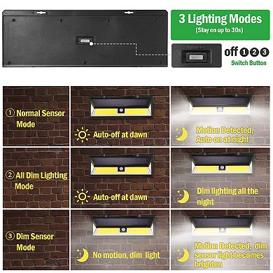Solar Motion Sensor Wall Light 180 LEDs Outdoor Waterproof 120° Sensor 270° Wide Angle for Garage Ga