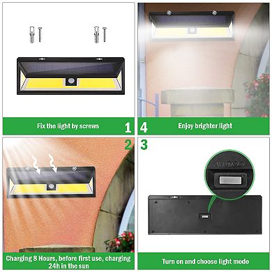 Solar Motion Sensor Wall Light 180 LEDs Outdoor Waterproof 120° Sensor 270° Wide Angle for Garage Ga