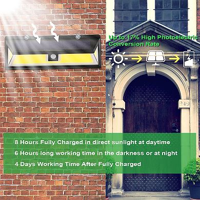 Solar Motion Sensor Wall Light 180 LEDs Outdoor Waterproof 120° Sensor 270° Wide Angle for Garage Ga